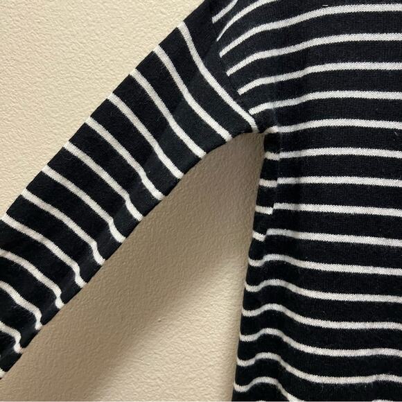 Halogen Black White Striped Turtleneck 100% Cashmere Sweater Size XS - Picture 5 of 9